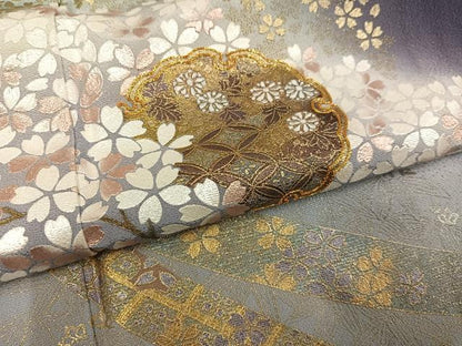 平和屋着物●豪華色留袖　駒刺繍　雪輪花文　暈し染め　金銀彩　正絹　逸品　AABK8173ph