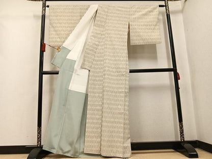 平和屋着物●本塩沢　幾何学文様　正絹　逸品　AABK8174ph