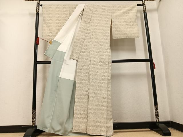 平和屋着物●本塩沢　幾何学文様　正絹　逸品　AABK8174ph