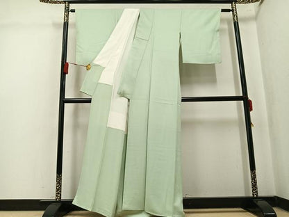平和屋着物●上質な色無地　薄萌葱色　正絹　逸品　未使用　AABK8175ph