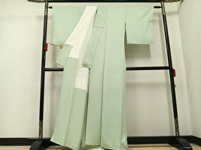 平和屋着物●上質な色無地　薄萌葱色　正絹　逸品　未使用　AABK8175ph