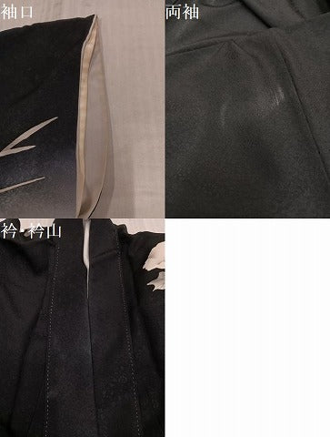 平和屋着物●訪問着　作家物　高田昭　草花文　暈し染め　黒地　正絹　逸品　AABK8179ph