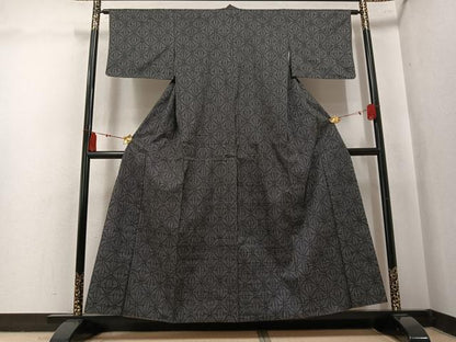 平和屋着物●本場大島紬　7マルキ　麻の葉文様　正絹　逸品　AABK8181ph