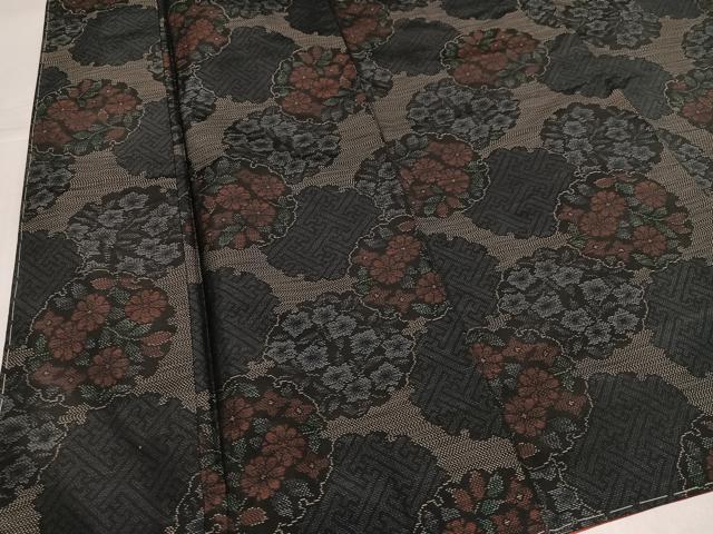 平和屋着物●本場大島紬　雪輪花文　正絹　逸品　未使用　AABK8183ph