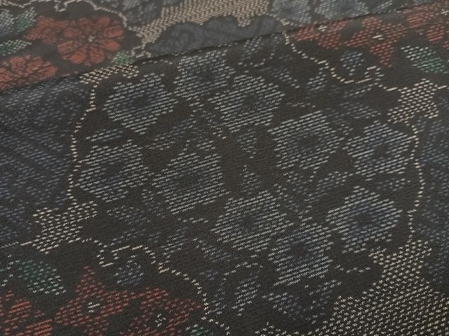 平和屋着物●本場大島紬　雪輪花文　正絹　逸品　未使用　AABK8183ph