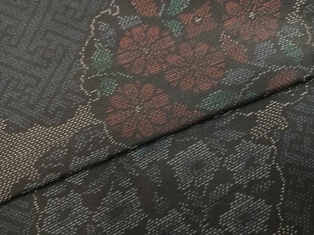 平和屋着物●本場大島紬　雪輪花文　正絹　逸品　未使用　AABK8183ph