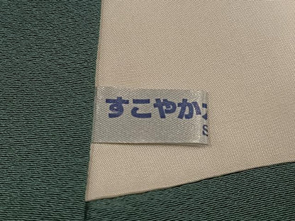 平和屋着物●上質な色無地　草色　正絹　逸品　AABK8185ph