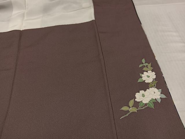平和屋着物●訪問着　駒刺繍　風景枝花文　暈し染め　金彩　正絹　逸品　AABK8190ph