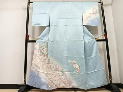 平和屋着物●訪問着　草花文　暈し染め　金銀彩　正絹　逸品　AABK8192ph