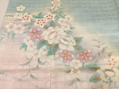 平和屋着物●訪問着　草花文　暈し染め　金銀彩　正絹　逸品　AABK8192ph