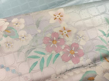 平和屋着物●訪問着　草花文　暈し染め　金銀彩　正絹　逸品　AABK8192ph