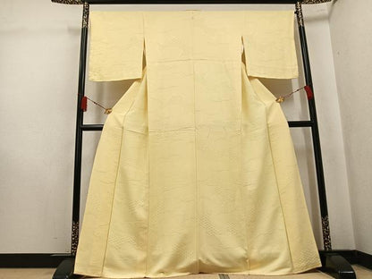 平和屋着物●上質な色無地　青海波地紋　砥粉色　正絹　逸品　AABK8193ph