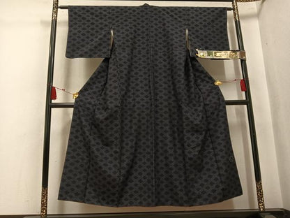 平和屋着物●本場結城玉紬　80亀甲　菱文　結織苑　証紙付き　正絹　逸品　AABK8194ph