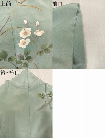 平和屋着物●訪問着　作家物　草花文　暈し染め　鈴乃屋扱い　正絹　逸品　AABK8197ph
