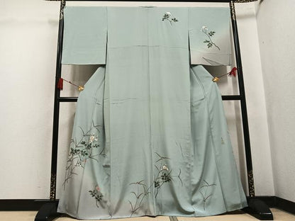 平和屋着物●訪問着　作家物　草花文　暈し染め　鈴乃屋扱い　正絹　逸品　AABK8197ph