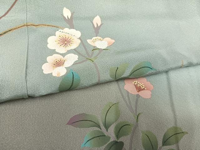 平和屋着物●訪問着　作家物　草花文　暈し染め　鈴乃屋扱い　正絹　逸品　AABK8197ph