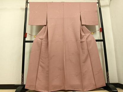 平和屋着物●上質な色無地　流水花地紋　ときがら茶色　正絹　逸品　AABK8198ph