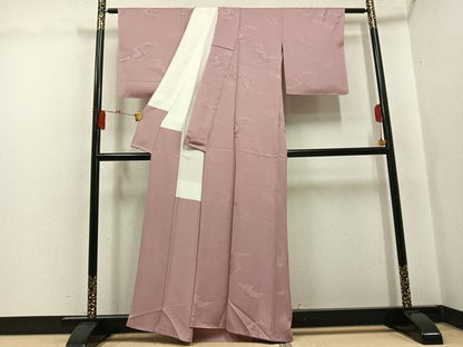 平和屋着物●上質な色無地　雲重ね花地紋　鴇浅葱色　正絹　逸品　AABK8200ph