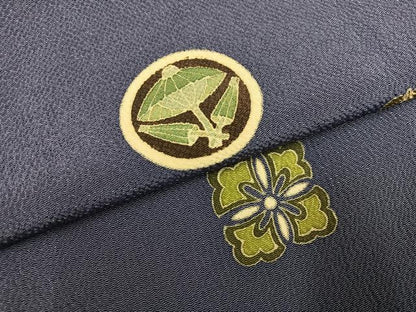 平和屋着物●訪問着　和坐　家紋　鬼しぼ縮緬　正絹　逸品　AABK8202ph
