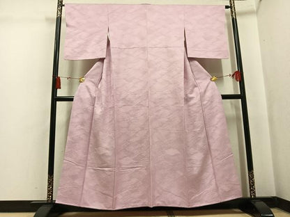 平和屋着物●上質な色無地　薄柿色　正絹　逸品　AABK8205ph