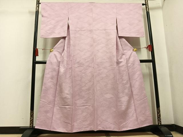 平和屋着物●上質な色無地　薄柿色　正絹　逸品　AABK8205ph
