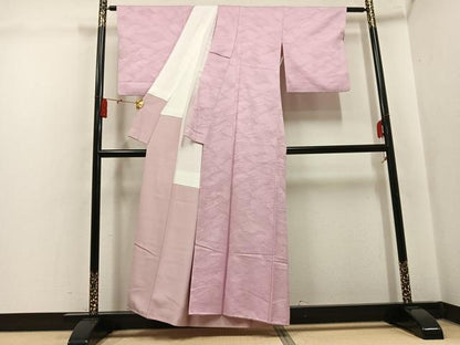 平和屋着物●上質な色無地　薄柿色　正絹　逸品　AABK8205ph