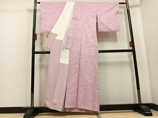 平和屋着物●上質な色無地　薄柿色　正絹　逸品　AABK8205ph
