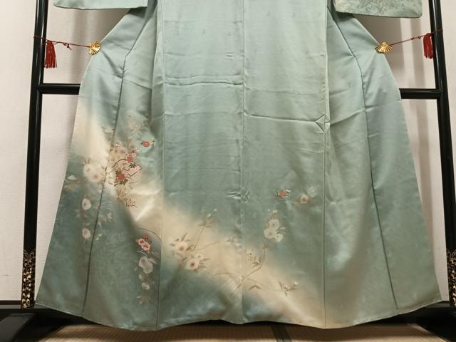 平和屋着物●訪問着　中国三大刺繍　スワトウ刺繍　汕頭刺繍　地紙草花文　暈し染め　金彩　三越扱い　正絹　逸品　AABK8207ph