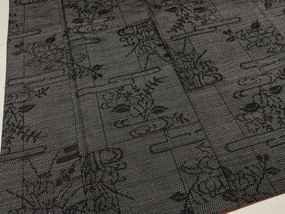 平和屋着物●結城紬　100亀甲　草花文　正絹　逸品　AABK8208ph