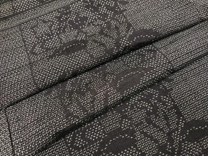 平和屋着物●結城紬　100亀甲　草花文　正絹　逸品　AABK8208ph