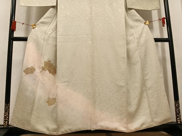 平和屋着物●訪問着　中国三大刺繍　汕頭刺繍　スワトウ刺繍　地紙花文　正絹　逸品　AABK8209ph