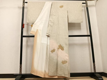 平和屋着物●訪問着　中国三大刺繍　汕頭刺繍　スワトウ刺繍　地紙花文　正絹　逸品　AABK8209ph