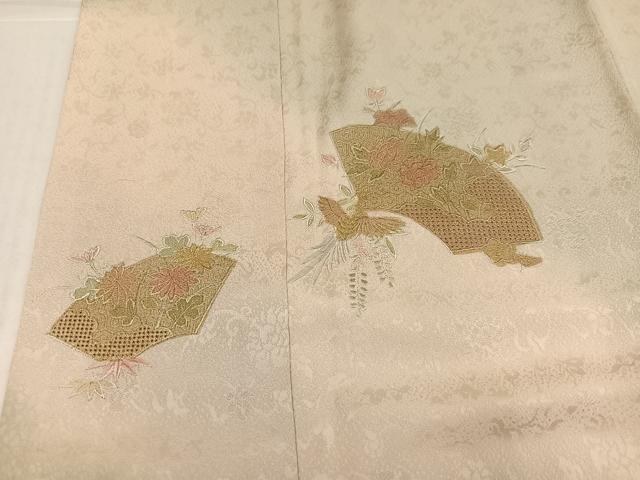平和屋着物●訪問着　中国三大刺繍　汕頭刺繍　スワトウ刺繍　地紙花文　正絹　逸品　AABK8209ph