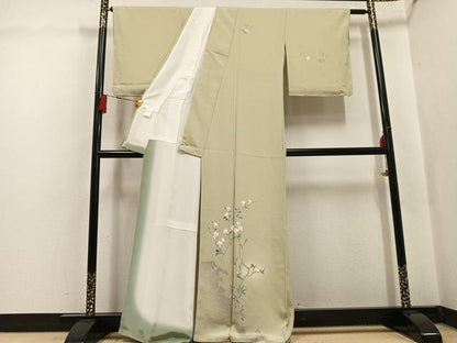平和屋着物●訪問着　友禅　枝花文　暈し染め　正絹　逸品　未使用　AABK8210ph