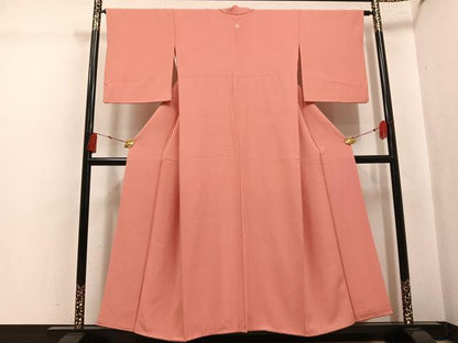平和屋着物●上質な色無地　曙色　正絹　逸品　AABK8211ph