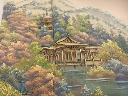 平和屋着物●色留訪問着　手描き　風景文　暈し染め　正絹　逸品　AABK8213ph