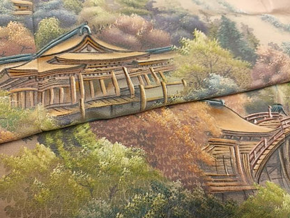 平和屋着物●色留訪問着　手描き　風景文　暈し染め　正絹　逸品　AABK8213ph