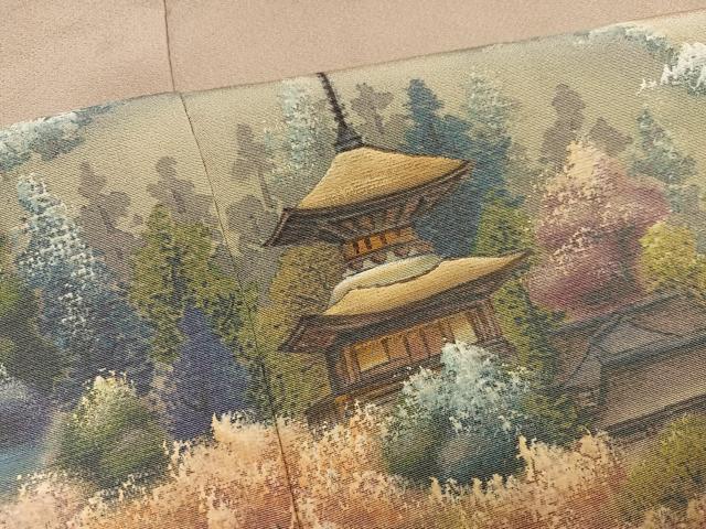 平和屋着物●色留訪問着　手描き　風景文　暈し染め　正絹　逸品　AABK8213ph