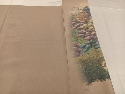平和屋着物●色留訪問着　手描き　風景文　暈し染め　正絹　逸品　AABK8213ph