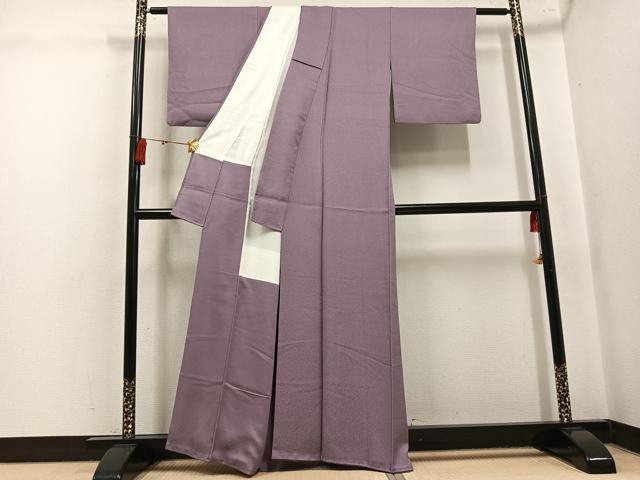平和屋着物●冷泉布美子　色無地　草木地紋　胡桃染色　正絹　逸品　AABK8214ph
