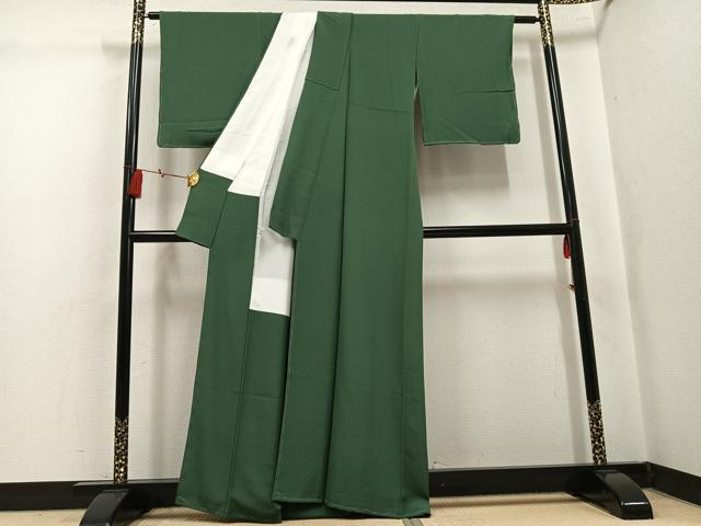 平和屋着物●上質な色無地　老竹色　正絹　逸品　未使用　AABK8217ph