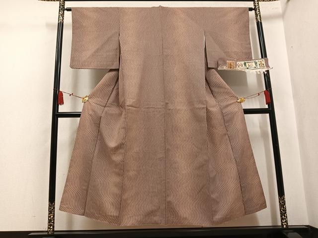 平和屋着物●結城紬　波　証紙付き　正絹　逸品　AABK8219ph