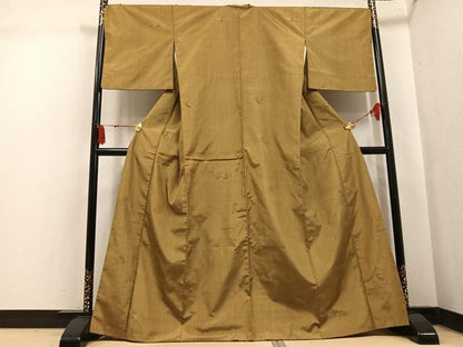 平和屋着物●上質な紬　鶴　正絹　逸品　AABK8220ph