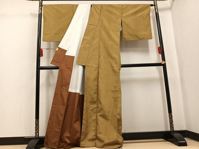 平和屋着物●上質な紬　鶴　正絹　逸品　AABK8220ph