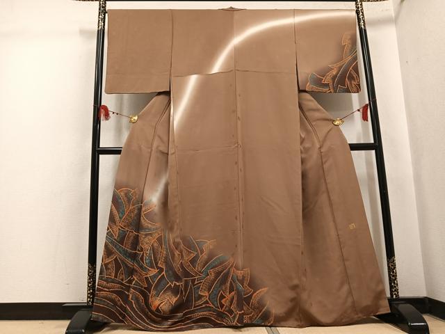 平和屋着物●訪問着　作家物　ろうけつ染　抽象文様　暈し染め　正絹　逸品　AABK8221ph