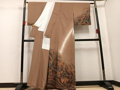 平和屋着物●訪問着　作家物　ろうけつ染　抽象文様　暈し染め　正絹　逸品　AABK8221ph