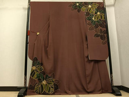 平和屋着物●豪華振袖　草花文　金彩　正絹　逸品　AABK8222ph