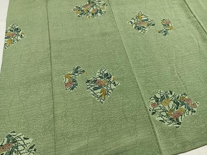 平和屋着物●上質な小紋　型染め　草花文　正絹　逸品　AABK8225ph