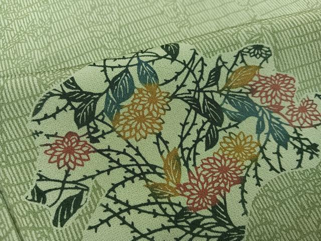 平和屋着物●上質な小紋　型染め　草花文　正絹　逸品　AABK8225ph