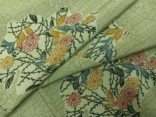 平和屋着物●上質な小紋　型染め　草花文　正絹　逸品　AABK8225ph